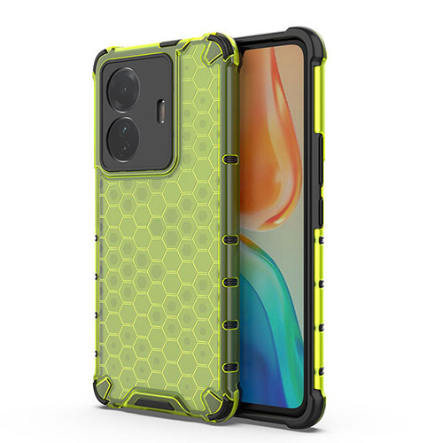 Silicone Transparent Frame Case Cover 360 Degrees AM3 for Vivo T1 Pro 5G Green