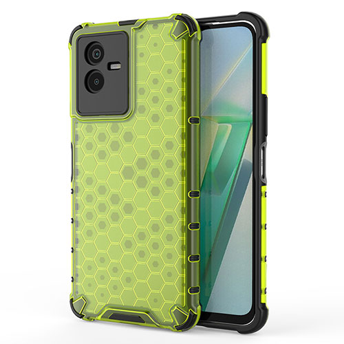 Silicone Transparent Frame Case Cover 360 Degrees AM3 for Vivo T2x 5G Green