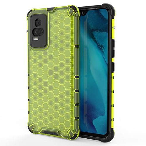 Silicone Transparent Frame Case Cover 360 Degrees AM3 for Vivo V21e 4G Green