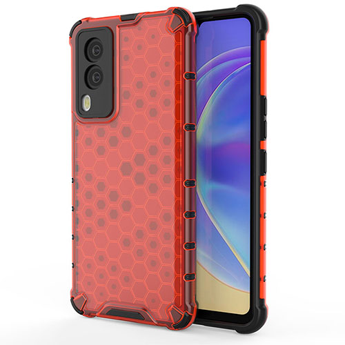 Silicone Transparent Frame Case Cover 360 Degrees AM3 for Vivo V21e 5G Red