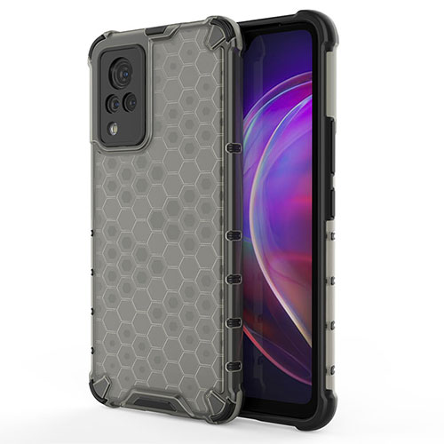 Silicone Transparent Frame Case Cover 360 Degrees AM3 for Vivo V21s 5G Black