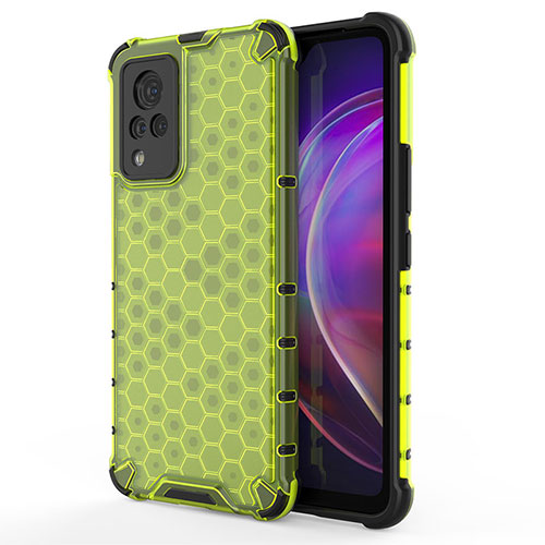 Silicone Transparent Frame Case Cover 360 Degrees AM3 for Vivo V21s 5G Green