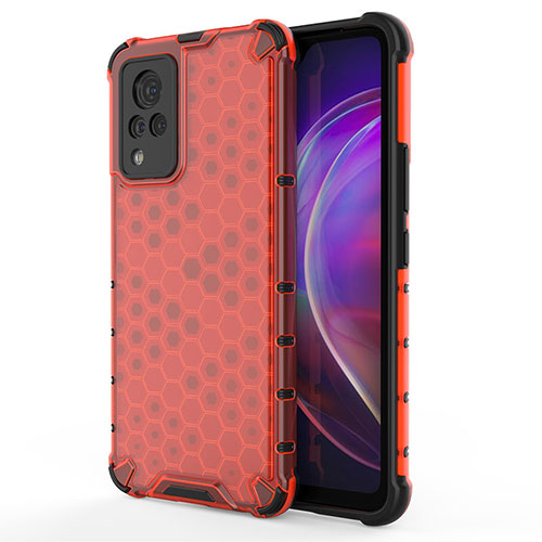 Silicone Transparent Frame Case Cover 360 Degrees AM3 for Vivo V21s 5G Red