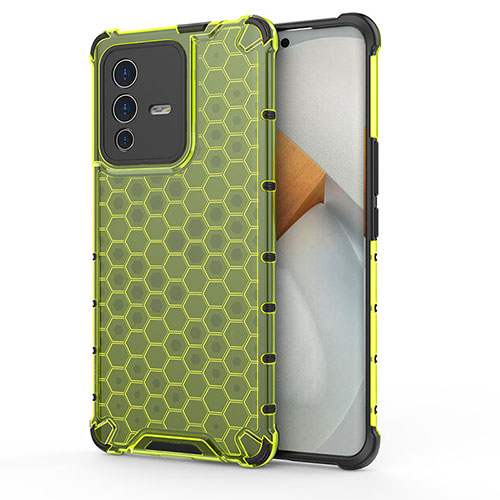 Silicone Transparent Frame Case Cover 360 Degrees AM3 for Vivo V23 Pro 5G Green