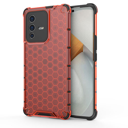 Silicone Transparent Frame Case Cover 360 Degrees AM3 for Vivo V23 Pro 5G Red