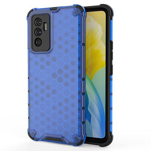 Silicone Transparent Frame Case Cover 360 Degrees AM3 for Vivo V23e 5G Blue