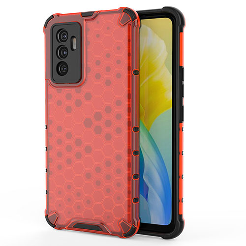 Silicone Transparent Frame Case Cover 360 Degrees AM3 for Vivo V23e 5G Red