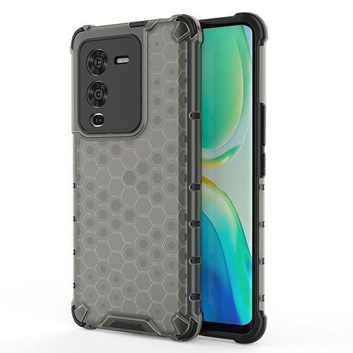 Silicone Transparent Frame Case Cover 360 Degrees AM3 for Vivo V25 Pro 5G Black