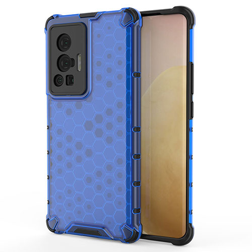 Silicone Transparent Frame Case Cover 360 Degrees AM3 for Vivo X70 Pro 5G Blue