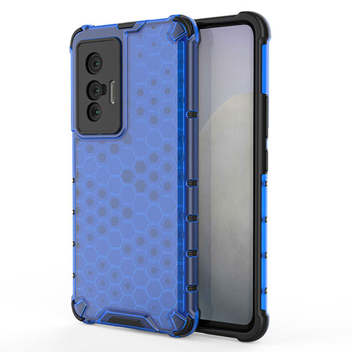 Silicone Transparent Frame Case Cover 360 Degrees AM3 for Vivo X70t Blue