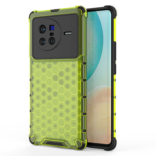 Silicone Transparent Frame Case Cover 360 Degrees AM3 for Vivo X80 5G Green