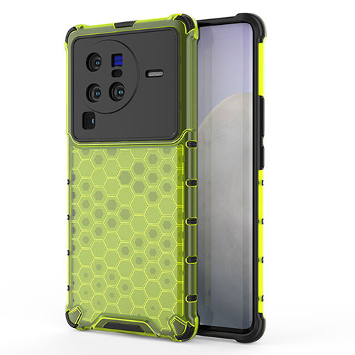 Silicone Transparent Frame Case Cover 360 Degrees AM3 for Vivo X80 Pro 5G Green