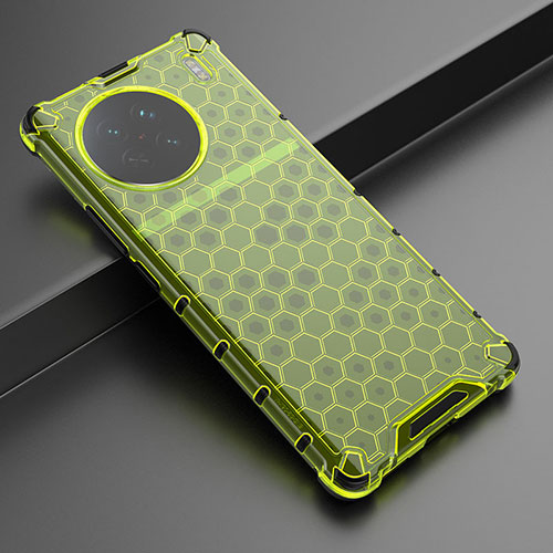 Silicone Transparent Frame Case Cover 360 Degrees AM3 for Vivo X90 5G Green