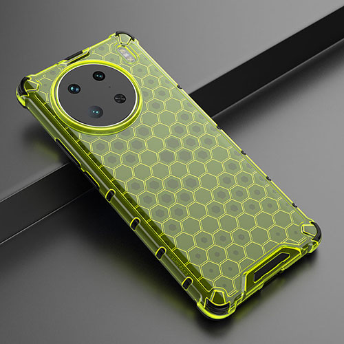 Silicone Transparent Frame Case Cover 360 Degrees AM3 for Vivo X90 Pro 5G Green