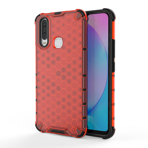 Silicone Transparent Frame Case Cover 360 Degrees AM3 for Vivo Y17 Red