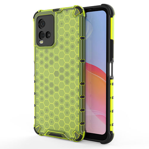 Silicone Transparent Frame Case Cover 360 Degrees AM3 for Vivo Y21 Green