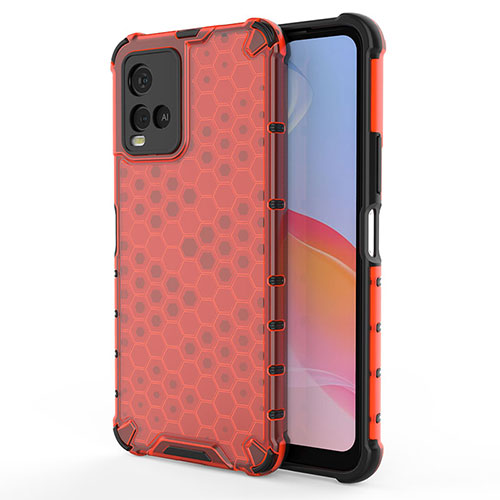 Silicone Transparent Frame Case Cover 360 Degrees AM3 for Vivo Y33s Red