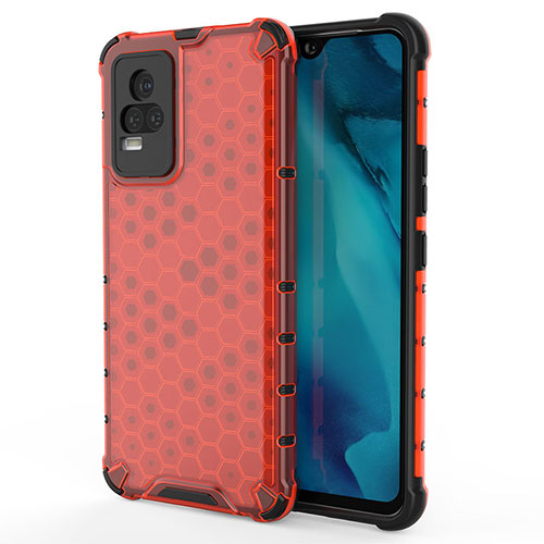 Silicone Transparent Frame Case Cover 360 Degrees AM3 for Vivo Y73 (2021) Red