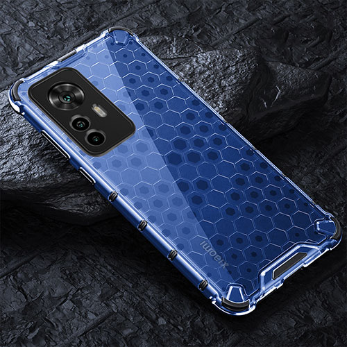 Silicone Transparent Frame Case Cover 360 Degrees AM3 for Xiaomi Mi 12T Pro 5G Blue