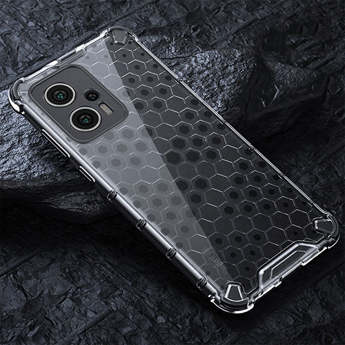 Silicone Transparent Frame Case Cover 360 Degrees AM3 for Xiaomi Redmi Note 11T Pro+ Plus 5G White