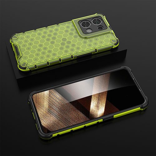 Silicone Transparent Frame Case Cover 360 Degrees AM3 for Xiaomi Redmi Note 13 5G Green