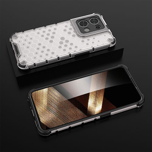 Silicone Transparent Frame Case Cover 360 Degrees AM3 for Xiaomi Redmi Note 13 Pro 5G White