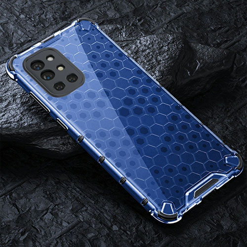 Silicone Transparent Frame Case Cover 360 Degrees AM4 for OnePlus 9R 5G Blue