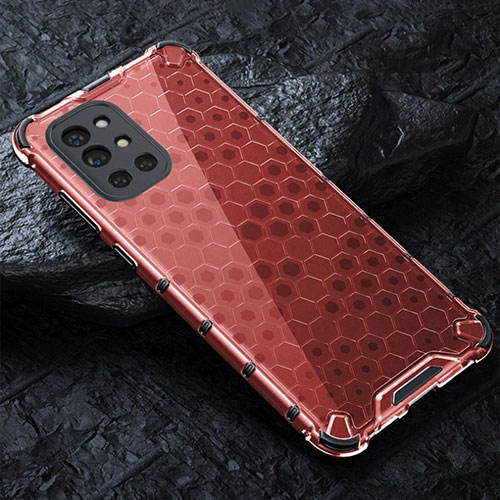 Silicone Transparent Frame Case Cover 360 Degrees AM4 for OnePlus 9R 5G Red