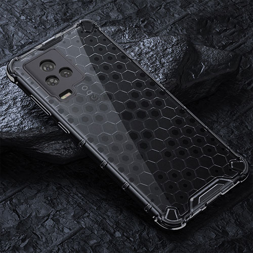 Silicone Transparent Frame Case Cover 360 Degrees AM4 for Vivo iQOO 7 Legend 5G Black