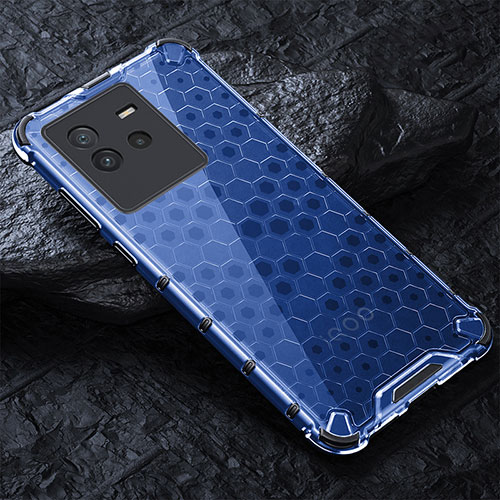 Silicone Transparent Frame Case Cover 360 Degrees AM4 for Vivo iQOO Neo6 5G Blue