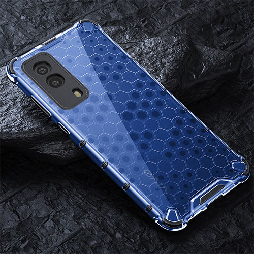 Silicone Transparent Frame Case Cover 360 Degrees AM4 for Vivo iQOO Z5x 5G Blue