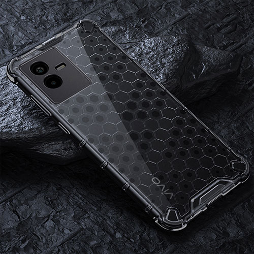 Silicone Transparent Frame Case Cover 360 Degrees AM4 for Vivo T2x 5G Black