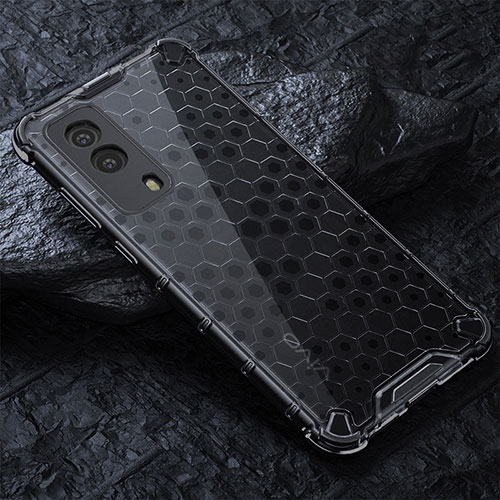 Silicone Transparent Frame Case Cover 360 Degrees AM4 for Vivo V21e 5G Black