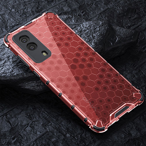 Silicone Transparent Frame Case Cover 360 Degrees AM4 for Vivo V21e 5G Red