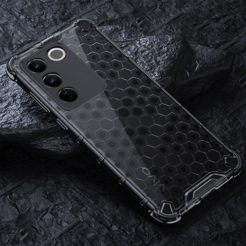 Silicone Transparent Frame Case Cover 360 Degrees AM4 for Vivo V27 Pro 5G Black