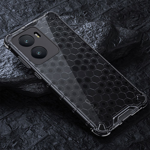 Silicone Transparent Frame Case Cover 360 Degrees AM4 for Vivo Y35 5G Black