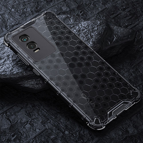 Silicone Transparent Frame Case Cover 360 Degrees AM4 for Vivo Y74s 5G Black