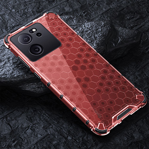 Silicone Transparent Frame Case Cover 360 Degrees AM4 for Xiaomi Mi 13T Pro 5G Red