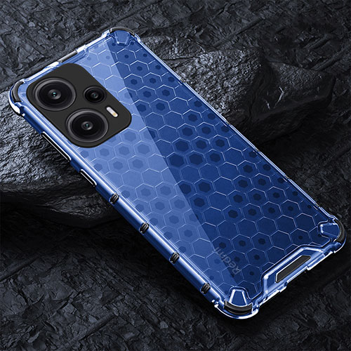 Silicone Transparent Frame Case Cover 360 Degrees AM4 for Xiaomi Poco F5 5G Blue