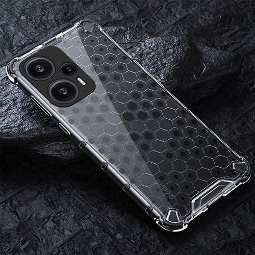 Silicone Transparent Frame Case Cover 360 Degrees AM4 for Xiaomi Poco F5 5G Gray