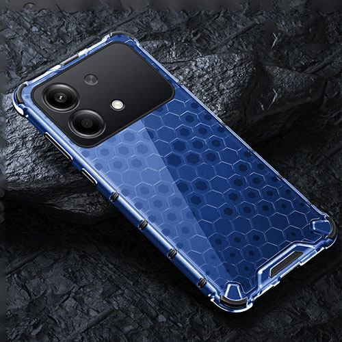 Silicone Transparent Frame Case Cover 360 Degrees AM4 for Xiaomi Redmi Note 13R Pro 5G Blue