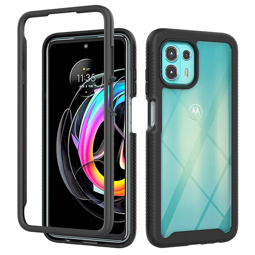 Silicone Transparent Frame Case Cover 360 Degrees for Motorola Moto Edge 20 Lite 5G Black