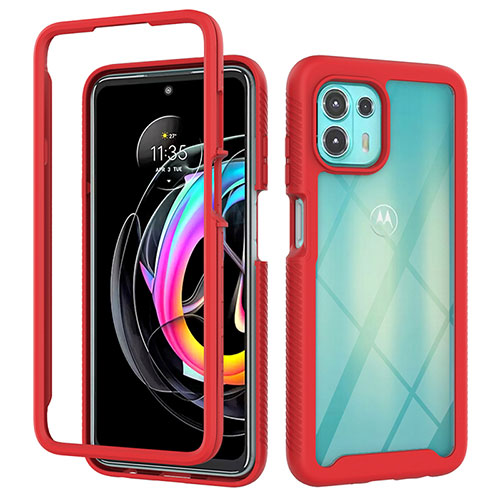 Silicone Transparent Frame Case Cover 360 Degrees for Motorola Moto Edge 20 Lite 5G Red