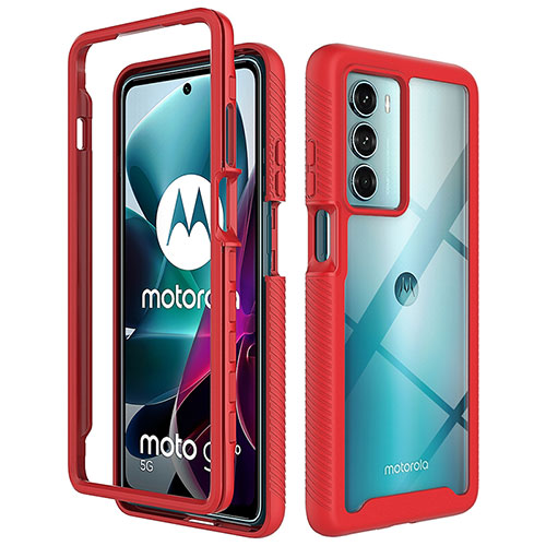 Silicone Transparent Frame Case Cover 360 Degrees for Motorola Moto Edge S30 5G Red