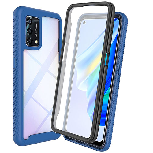 Silicone Transparent Frame Case Cover 360 Degrees for Oppo A74 4G Blue