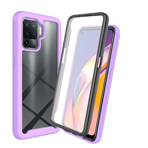 Silicone Transparent Frame Case Cover 360 Degrees for Oppo A94 4G Clove Purple