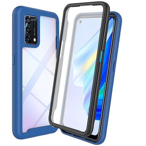 Silicone Transparent Frame Case Cover 360 Degrees for Oppo A95 4G Blue