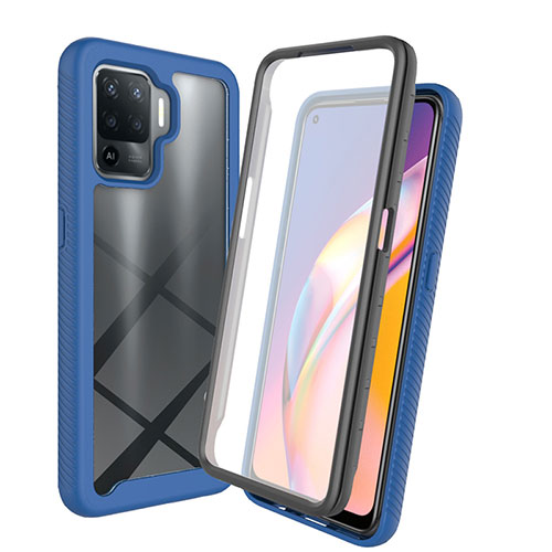 Silicone Transparent Frame Case Cover 360 Degrees for Oppo Reno5 F Blue