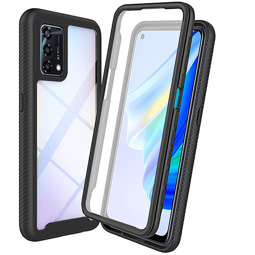 Silicone Transparent Frame Case Cover 360 Degrees for Oppo Reno6 Lite Black