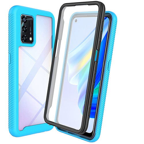 Silicone Transparent Frame Case Cover 360 Degrees for Oppo Reno6 Lite Sky Blue